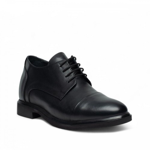 FEMS Boy Uzatan Mat Deri Siyah Ayakkabı +8 Cm
