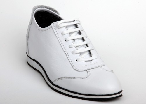 MBD +7 Cm Boy Uzatan Düz Beyaz Erkek Ayakkabı [ beyaz mat deri ]