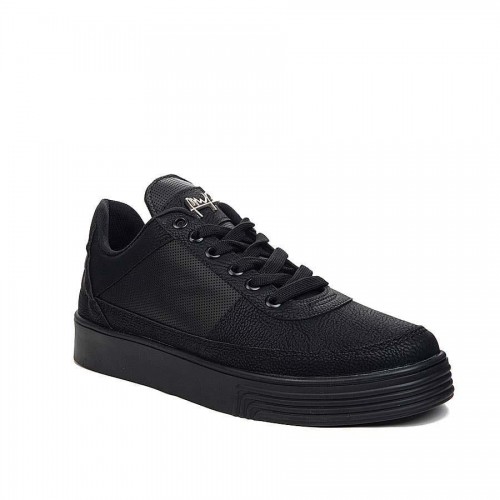Filling Polo 002 Erkek Cilt Düz Siyah Siyah Spor +6 Cm