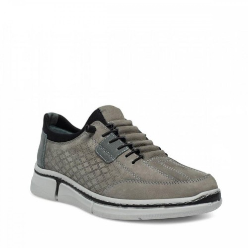 Mertto 5032 Erkek Deri Nubuk Gri Spor +6 Cm