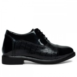 FERS BASKI#1 RUGAN DERİ SİYAH BOY UZATAN AYAKKABI +8 CM 2