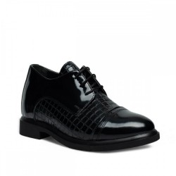 FERS BASKI#2 MAT SİYAH DERİ BOY UZATAN AYAKKABI +8 CM 1