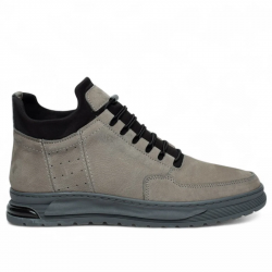 Faruk Engin Deri Bot 1053-1 Nubuk Gri Tb Kaucuk + 7 cm. 2