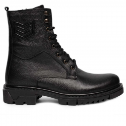 Faruk Engin Deri Bot 212 Cilt Siyah Düz Tb Kaucuk + 8 cm. 2