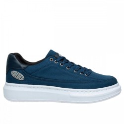 Carrano 1155 Erkek Keten Lacivert Beyaz Spor +6 Cm 2